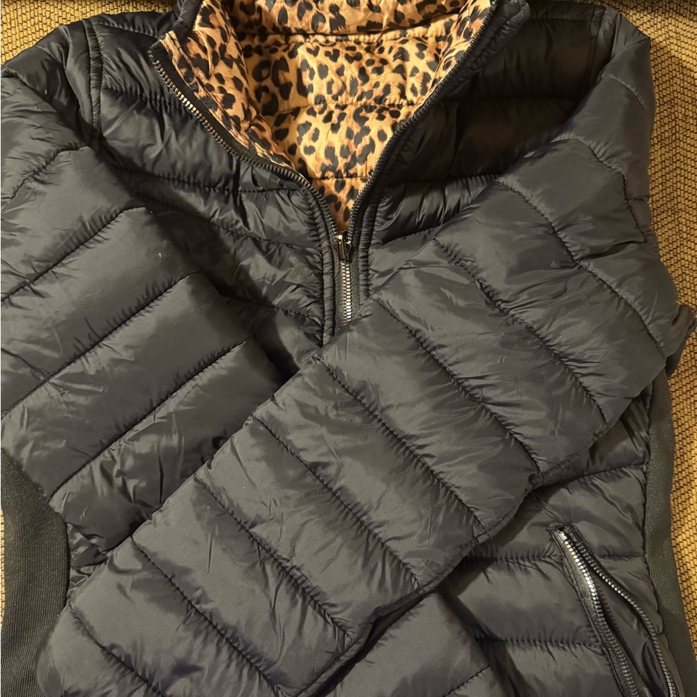 Black and Leopard Print Reversable Jacket